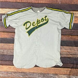 Vintage Depot Gray #13 Softball Baseball Sports Button Up Jersey Men's